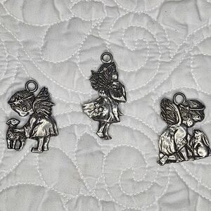 Vintage 1990‎ Seagull Pewter Angel Trio Christmas Ornament Canada